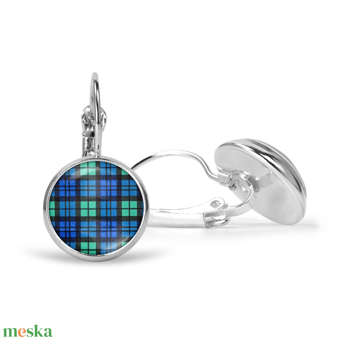 Kék-zöld skót kockás (tartan) üveglencsés fülbevaló (nemesacél alappal is) - ékszer - fülbevaló - lógós kerek fülbevaló - Meska.hu Kék-zöld skót kockás (tartan) üveglencsés fülbevaló (nemesacél alappal is) - ékszer - fülbevaló - lógós kerek fülbevaló - Meska.hu