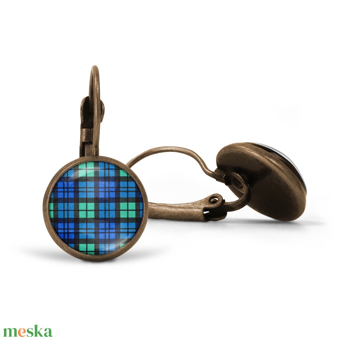 Kék-zöld skót kockás (tartan) üveglencsés fülbevaló (nemesacél alappal is) - ékszer - fülbevaló - lógós kerek fülbevaló - Meska.hu Kék-zöld skót kockás (tartan) üveglencsés fülbevaló (nemesacél alappal is) - ékszer - fülbevaló - lógós kerek fülbevaló - Meska.hu