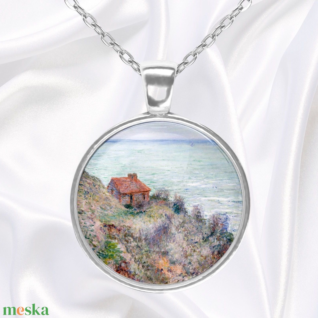 Üveglencsés medál Monet-tájképpel - ékszer - nyaklánc - medál - Meska.hu Üveglencsés medál Monet-tájképpel - ékszer - nyaklánc - medál - Meska.hu