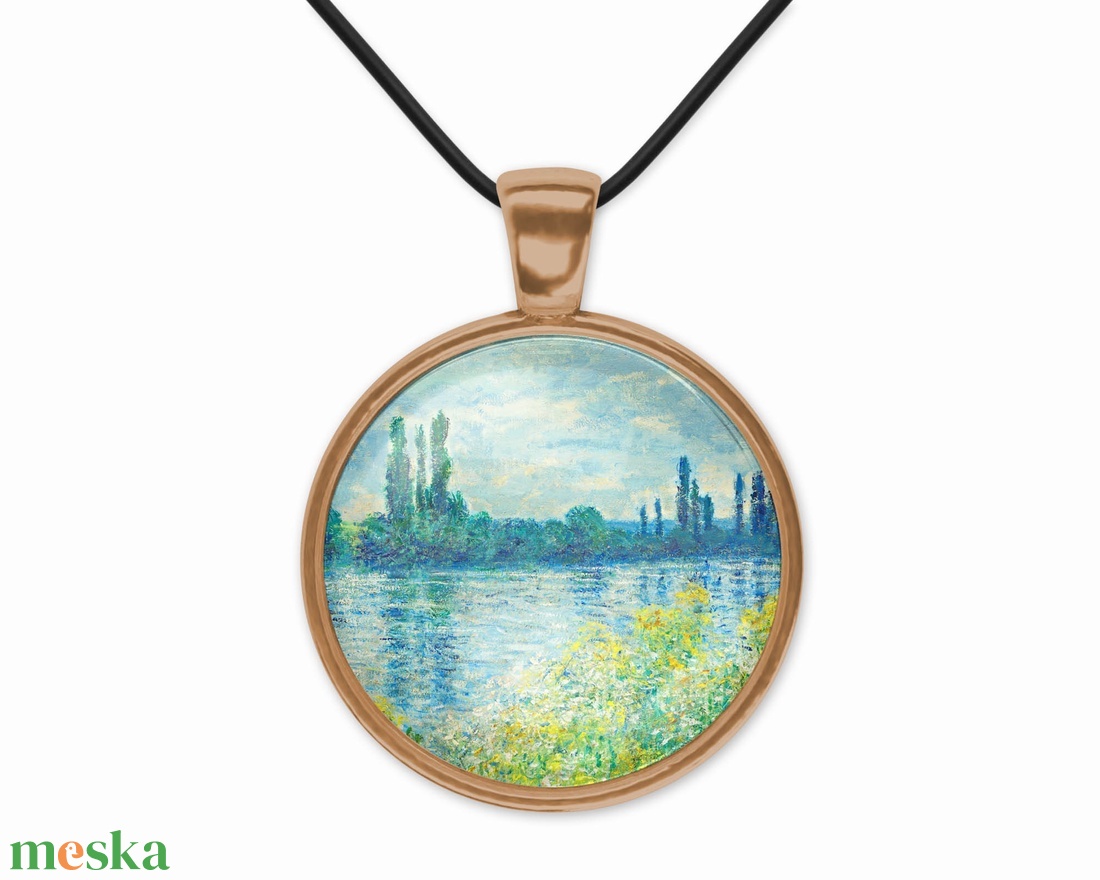 Kék-zöld üveglencsés medál Monet-tájképpel - ékszer - nyaklánc - medál - Meska.hu Kék-zöld üveglencsés medál Monet-tájképpel - ékszer - nyaklánc - medál - Meska.hu