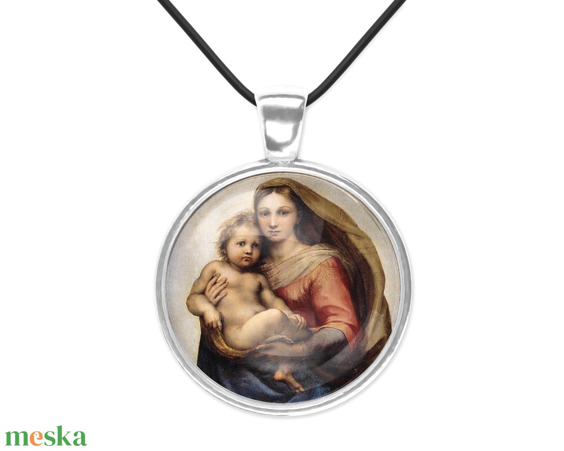 Madonna gyermekével medál, üveglencsés medál Raffaello festményével, anyák napi ajándék - ékszer - nyaklánc - medál - Meska.hu Madonna gyermekével medál, üveglencsés medál Raffaello festményével, anyák napi ajándék - ékszer - nyaklánc - medál - Meska.hu
