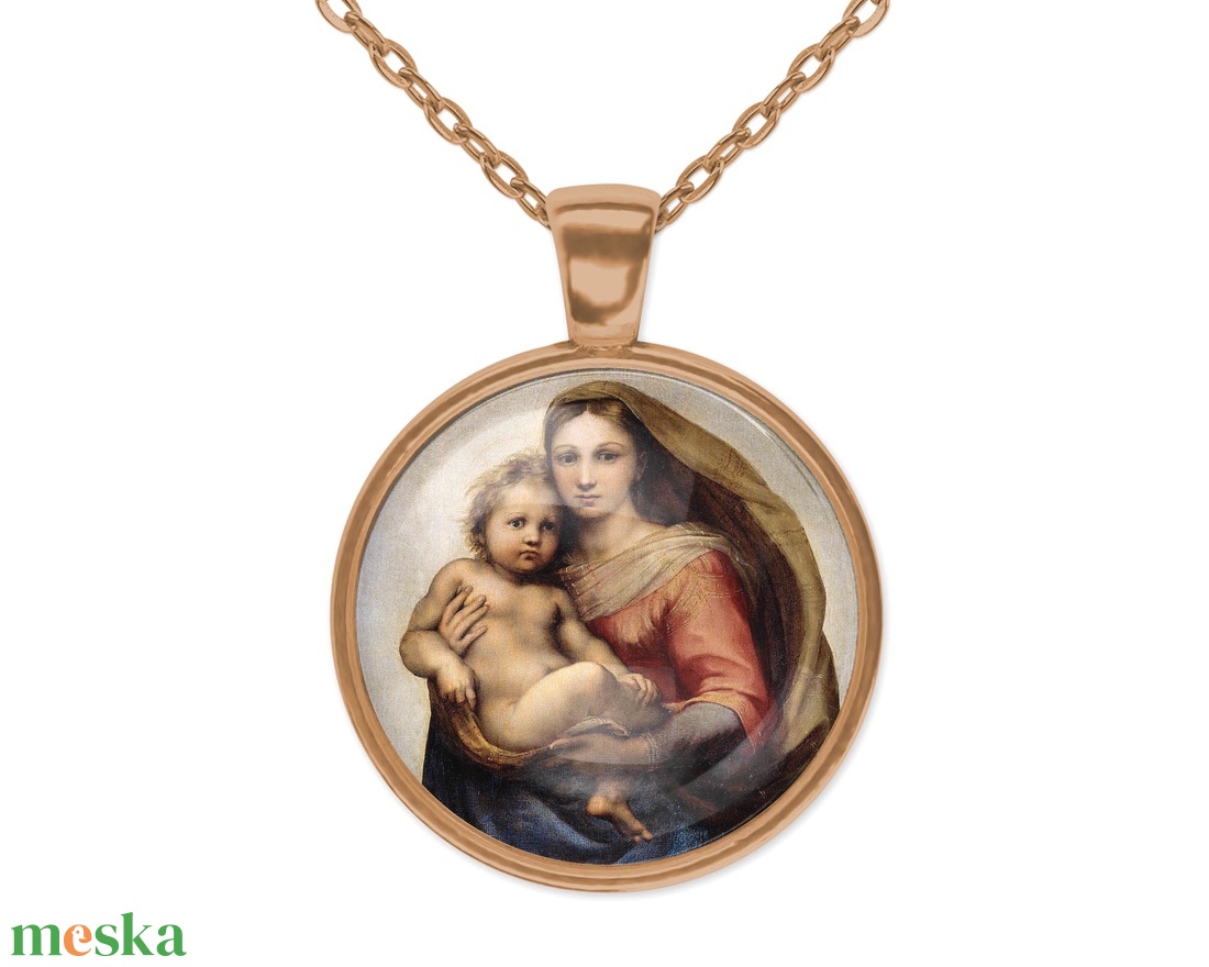 Madonna gyermekével medál, üveglencsés medál Raffaello festményével, anyák napi ajándék - ékszer - nyaklánc - medál - Meska.hu Madonna gyermekével medál, üveglencsés medál Raffaello festményével, anyák napi ajándék - ékszer - nyaklánc - medál - Meska.hu