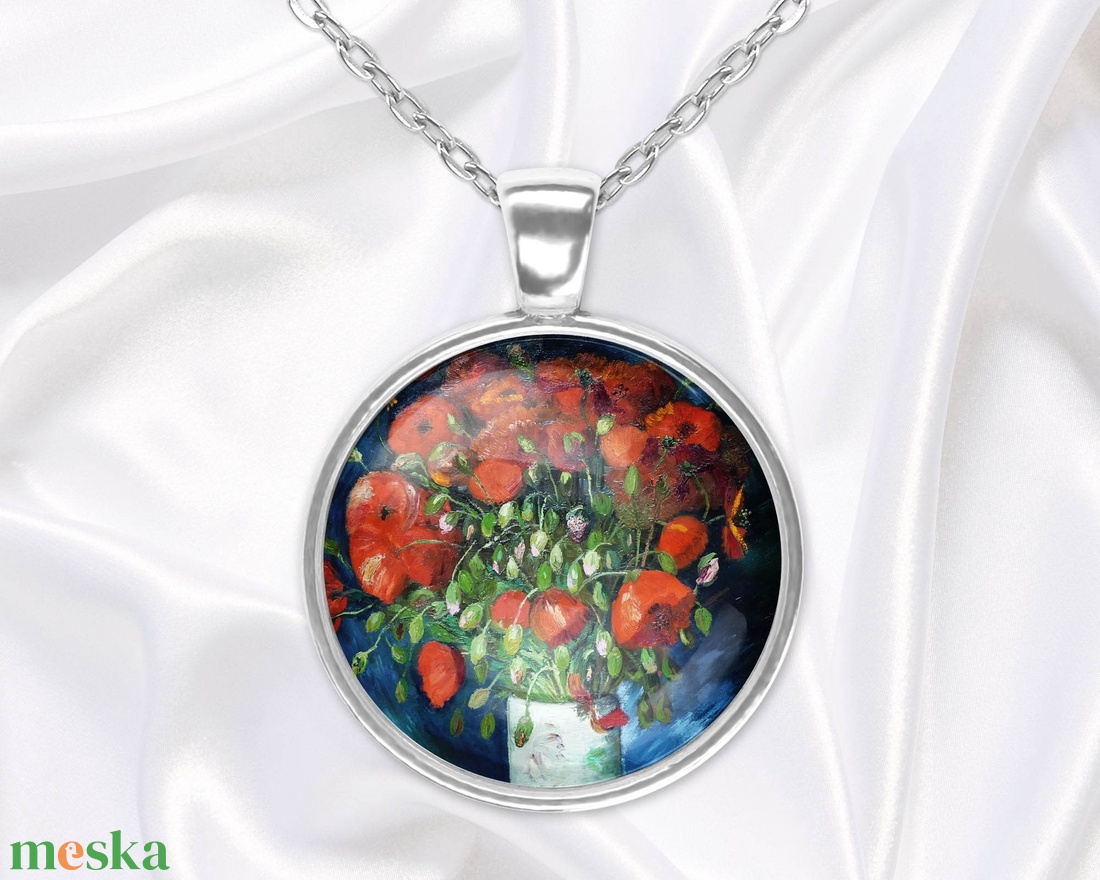 Üveglencsés medál Van Gogh pipacsos csendéletével - ékszer - nyaklánc - medálos nyaklánc - Meska.hu Üveglencsés medál Van Gogh pipacsos csendéletével - ékszer - nyaklánc - medálos nyaklánc - Meska.hu