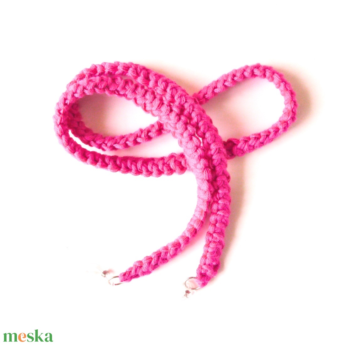 Magenta színű horgolt szemüvegzsinór, pamut szemüveglánc - ékszer - szemüveglánc - Meska.hu