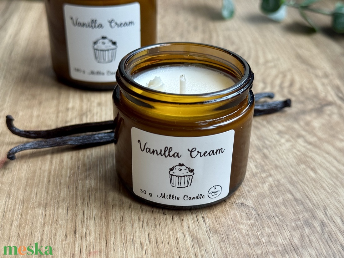 Vanilla Cream - kézműves szójagyertya 50/100 g - otthon & életmód - gyertya, illat, aroma - gyertya - Meska.hu
