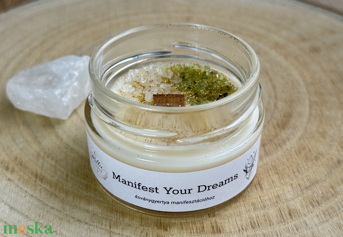 Manifest Your Dreams ásványgyertya - otthon & életmód - gyertya, illat, aroma - gyertya - Meska.hu