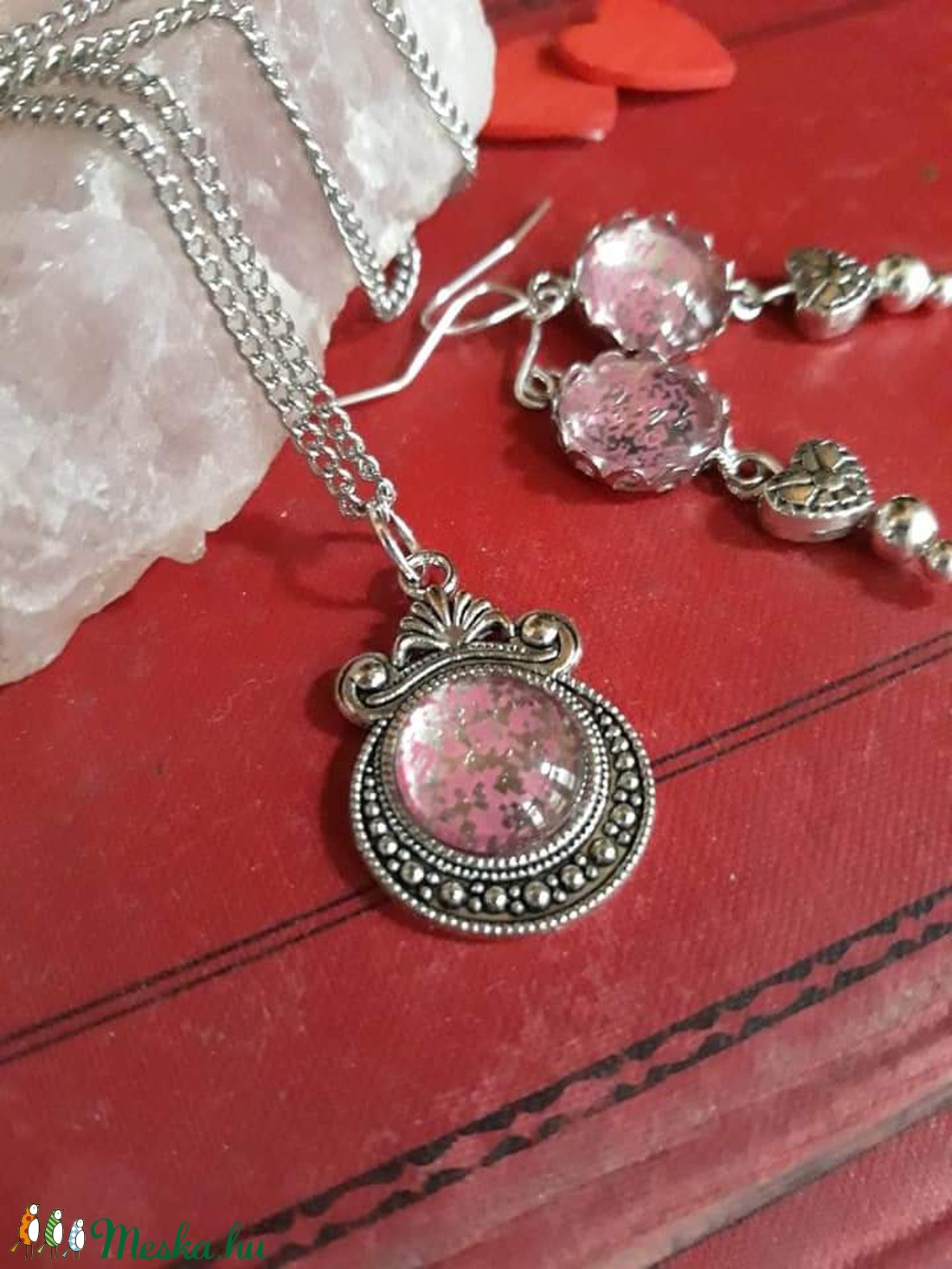 Rózsaszín fény  - ékszer - ékszerszett - Meska.hu