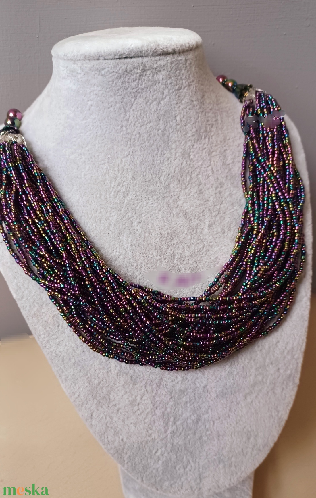 Bíbor éj - ékszer - nyaklánc - gyöngyös nyaklánc - Meska.hu