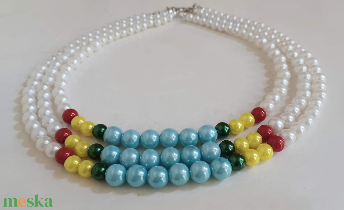 kaláris bujáki pasztel színekkel  - ékszer - nyaklánc - gyöngyös nyaklánc - Meska.hu