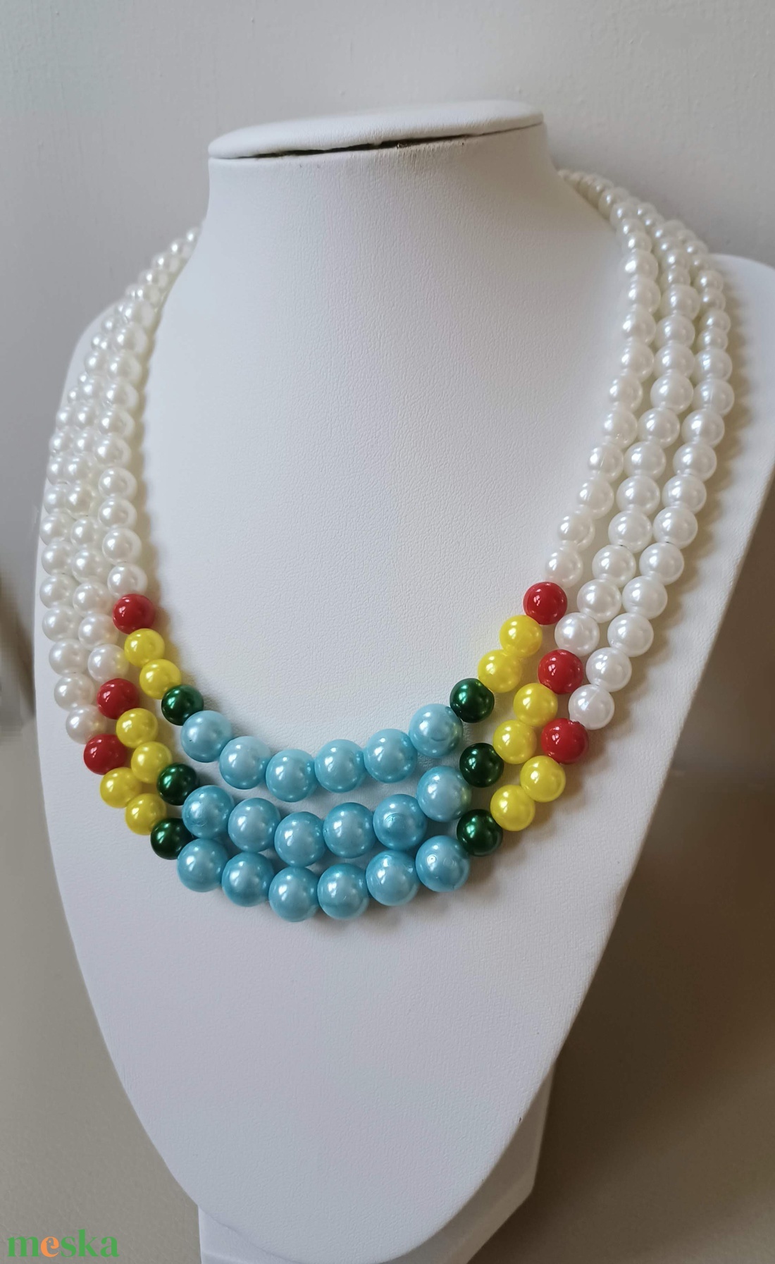 kaláris bujáki pasztel színekkel  - ékszer - nyaklánc - gyöngyös nyaklánc - Meska.hu