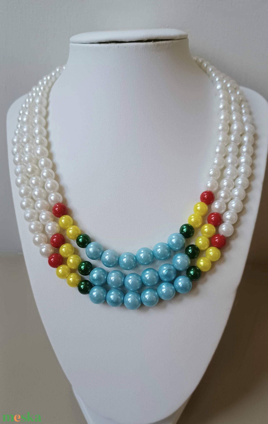 kaláris bujáki pasztel színekkel  - ékszer - nyaklánc - gyöngyös nyaklánc - Meska.hu