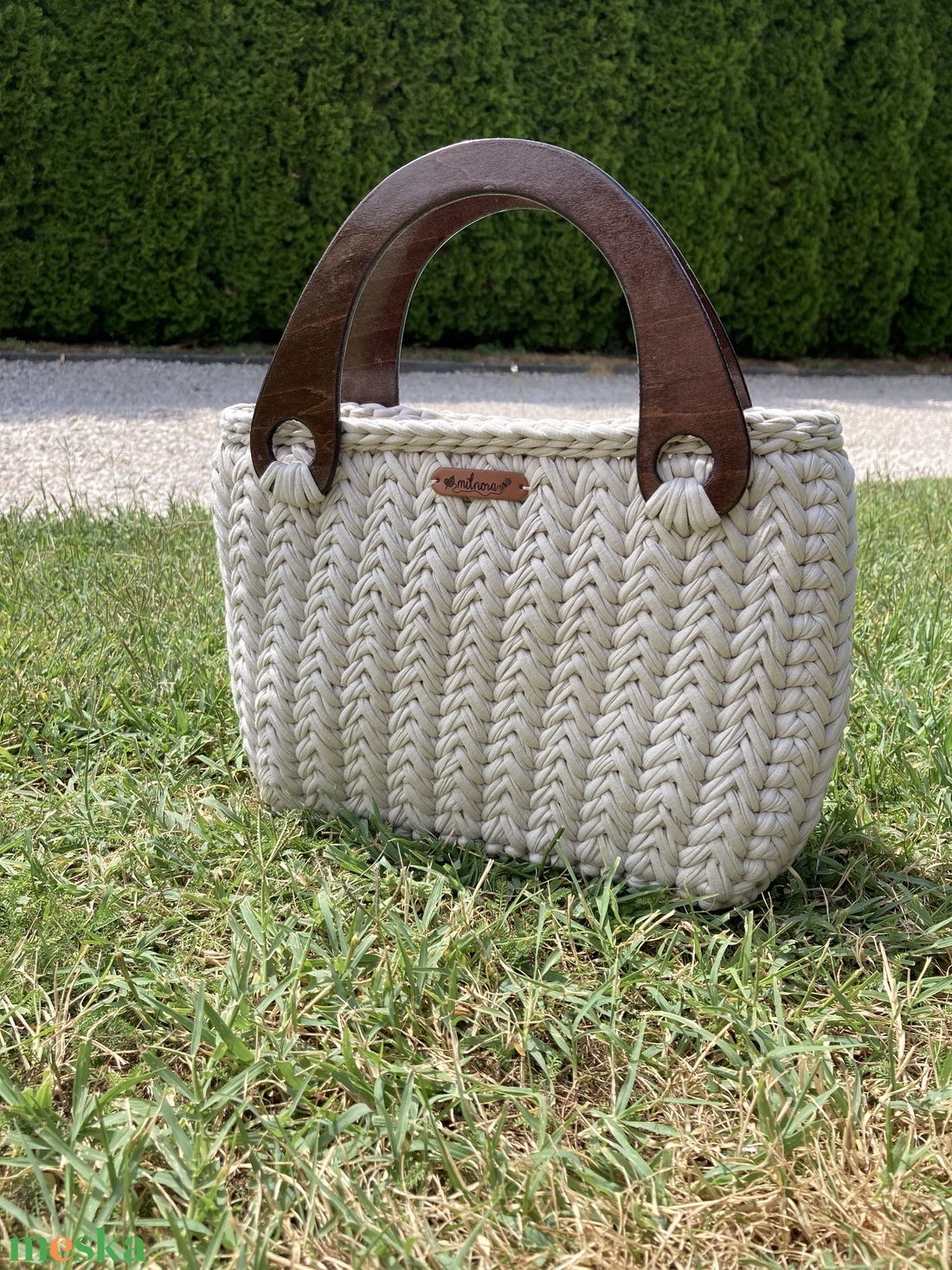 Horgolt, füles táska - táska & tok - kézitáska & válltáska - kézitáska - Meska.hu