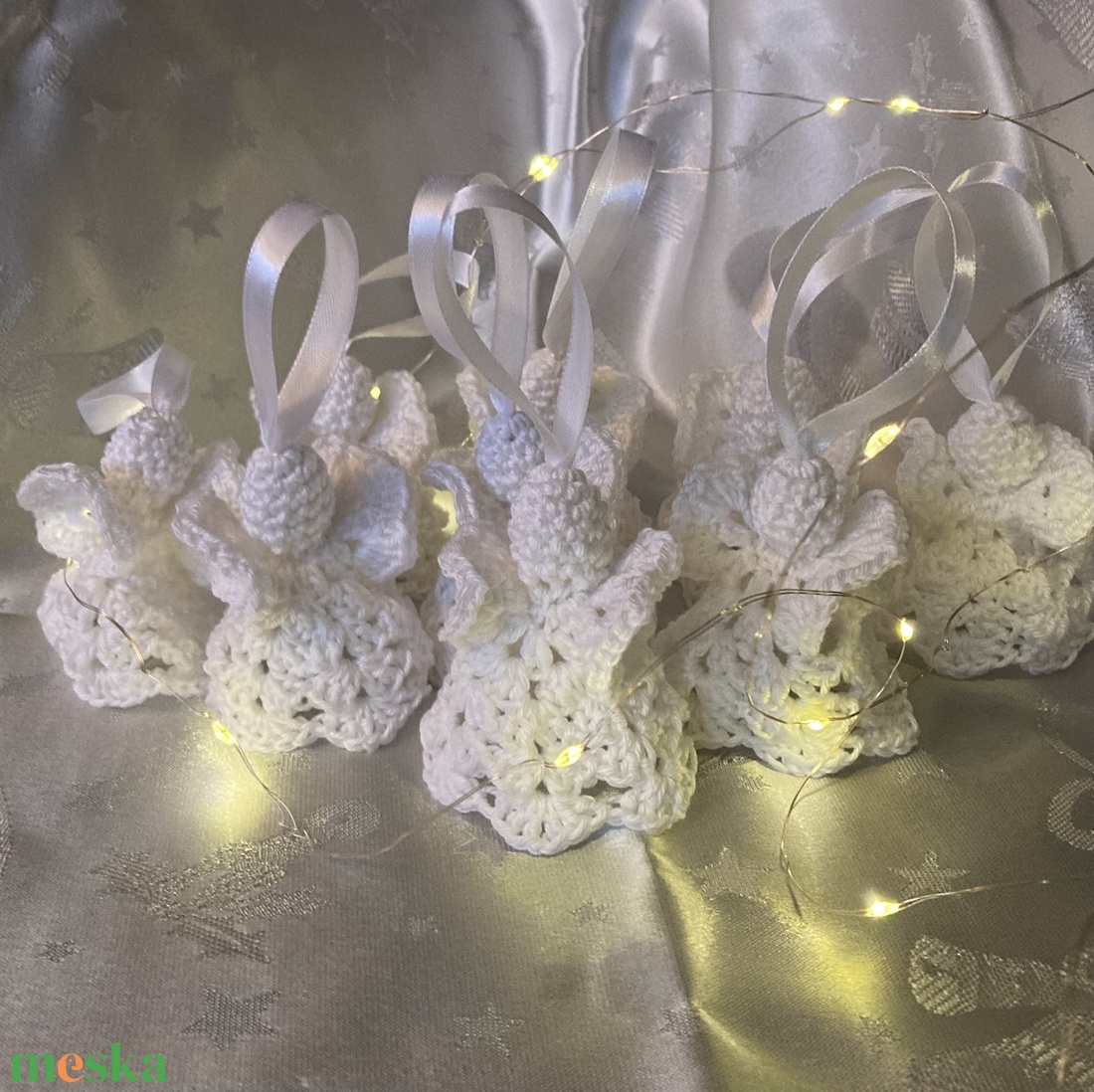 Horgolt angyalka - karácsony - karácsonyi lakásdekoráció - karácsonyfadíszek - Meska.hu