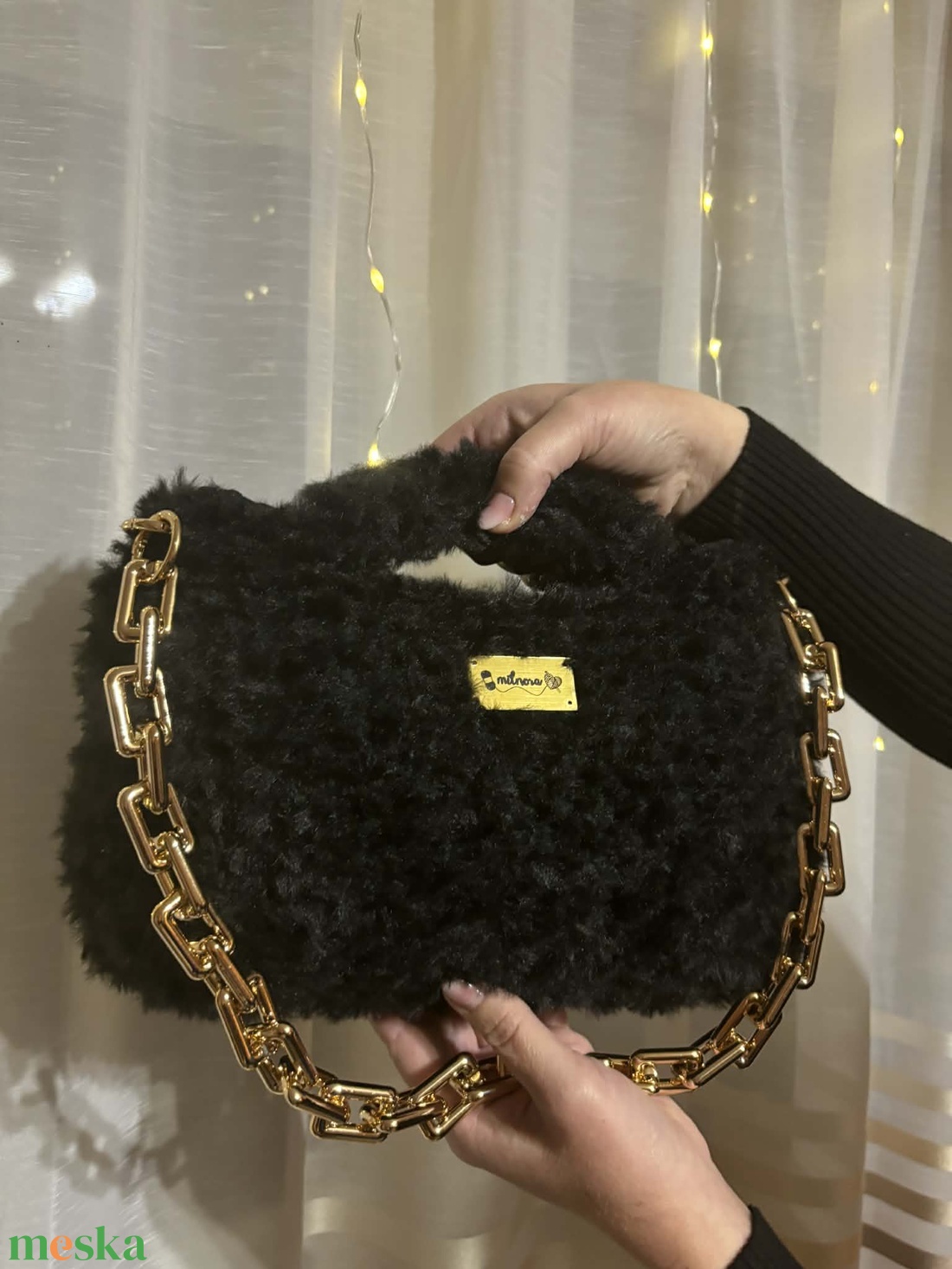 Horgolt szőrmés táska - táska & tok - kézitáska & válltáska - alkalmi táska - Meska.hu