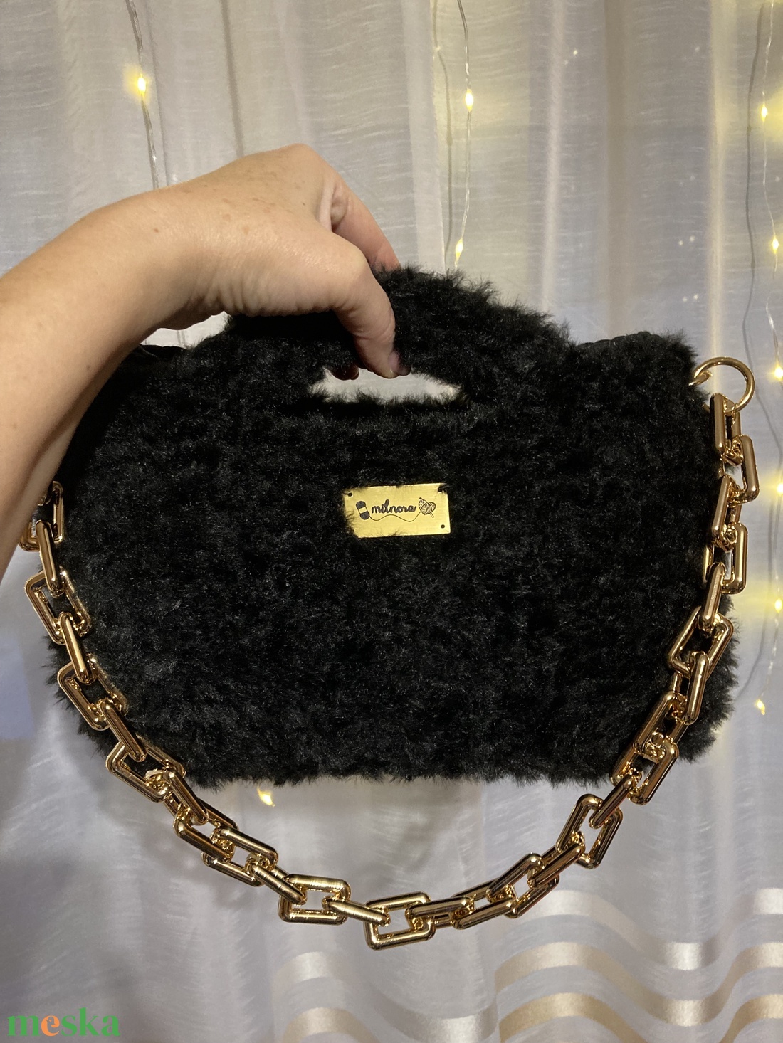 Horgolt szőrmés táska - táska & tok - kézitáska & válltáska - alkalmi táska - Meska.hu