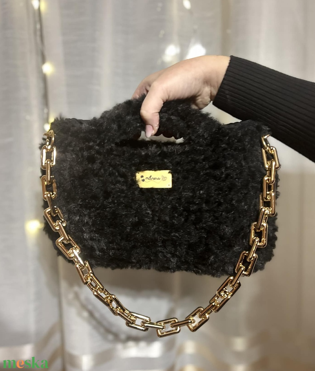 Horgolt szőrmés táska - táska & tok - kézitáska & válltáska - alkalmi táska - Meska.hu