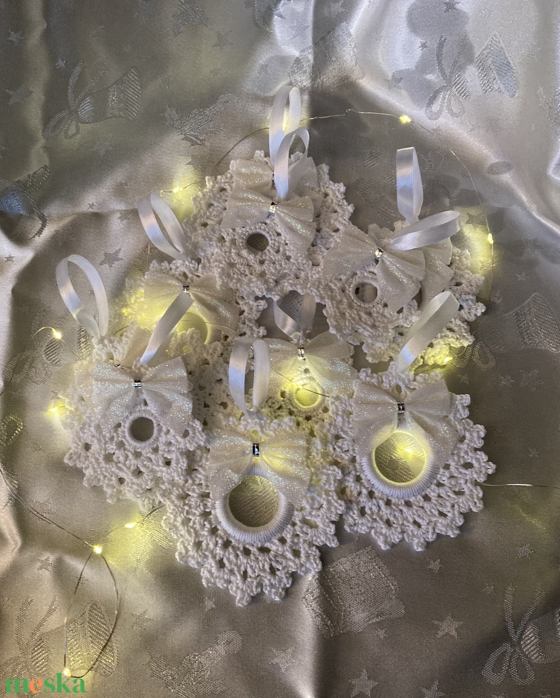 Horgolt hópehely - karácsony - karácsonyi lakásdekoráció - karácsonyfadíszek - Meska.hu