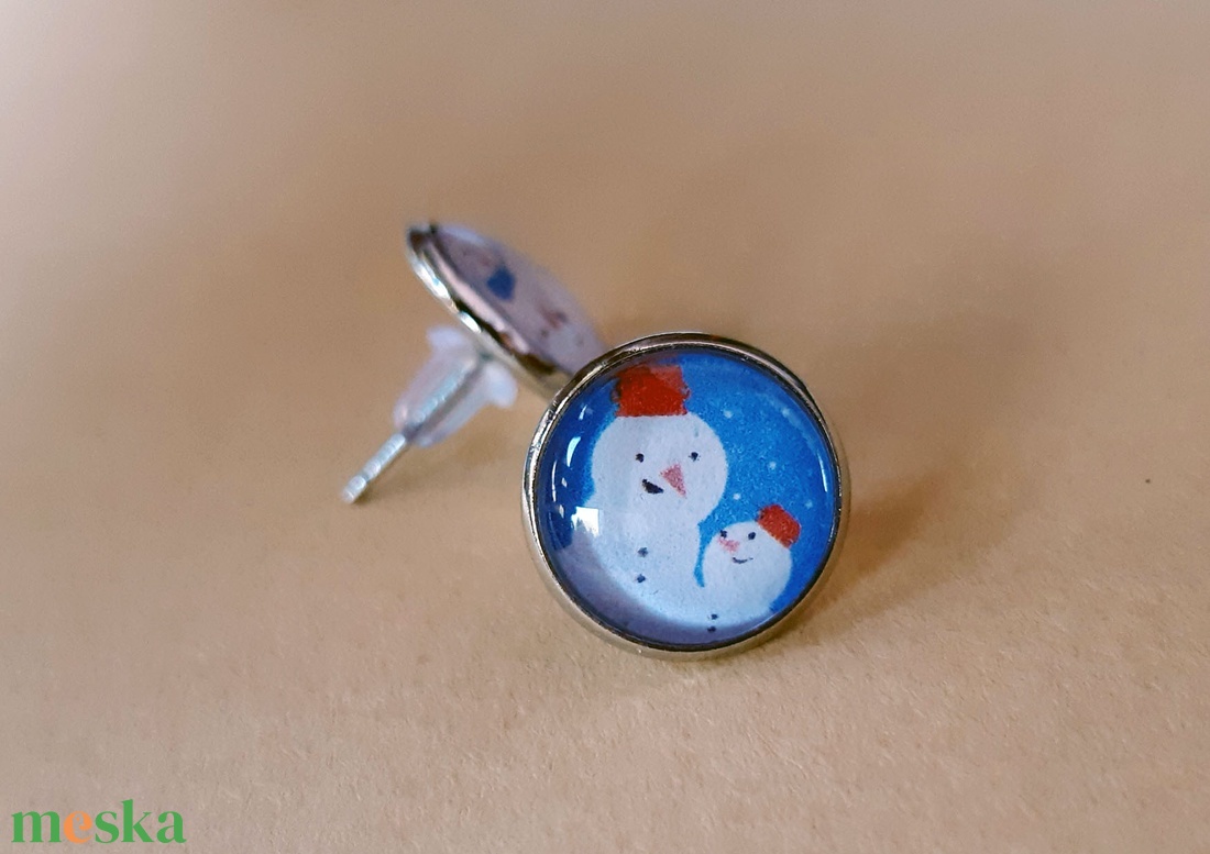 Hóember  fülbevaló - ékszer - fülbevaló - pötty fülbevaló - Meska.hu