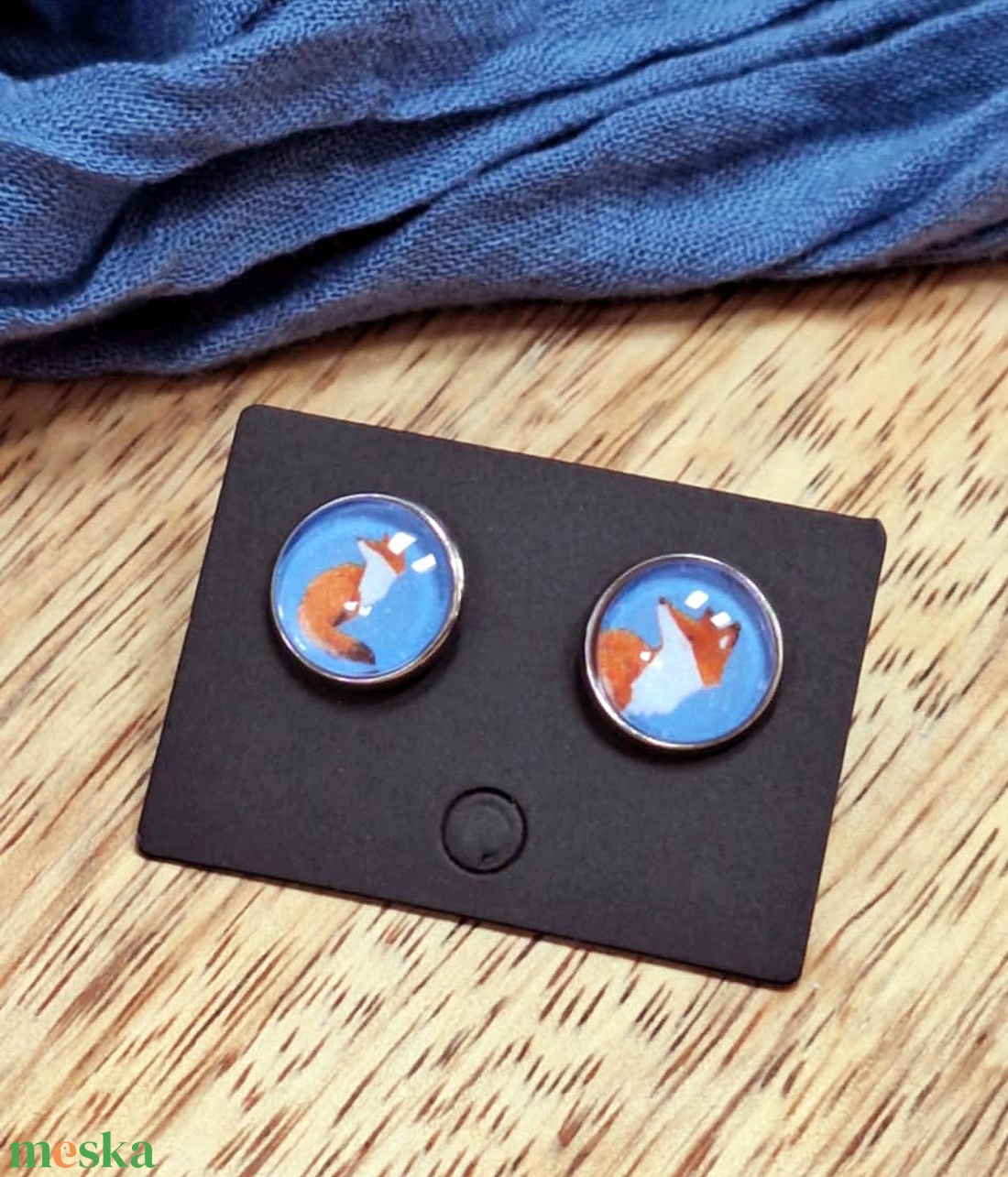 Rókás  bedugós fülbevaló - ékszer - fülbevaló - pötty fülbevaló - Meska.hu