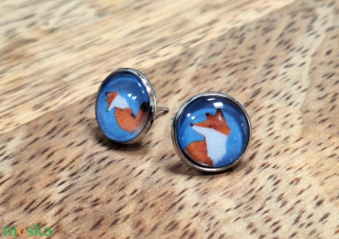 Rókás  bedugós fülbevaló - ékszer - fülbevaló - pötty fülbevaló - Meska.hu