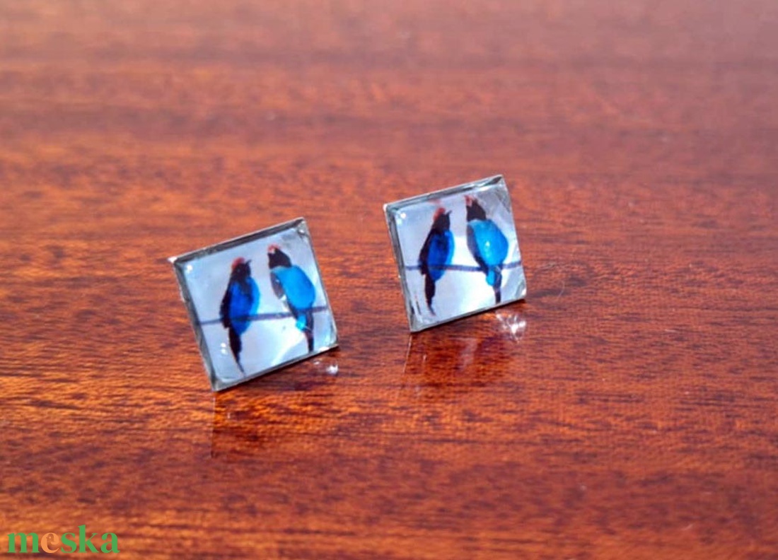 Kék madarak  bedugós fülbevaló - ékszer - fülbevaló - pötty fülbevaló - Meska.hu
