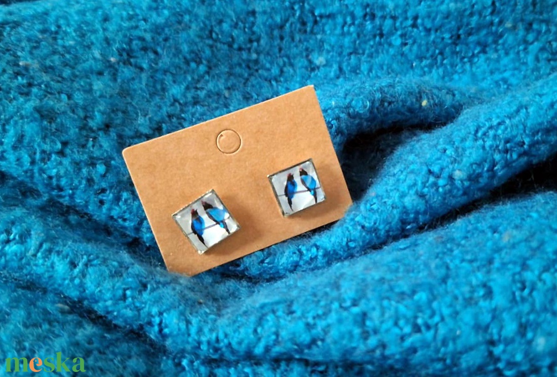 Kék madarak  bedugós fülbevaló - ékszer - fülbevaló - pötty fülbevaló - Meska.hu