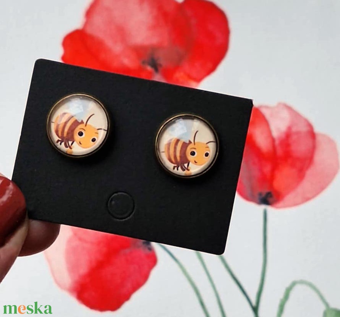 Méhecskés  bedugós fülbevaló - ékszer - fülbevaló - pötty fülbevaló - Meska.hu