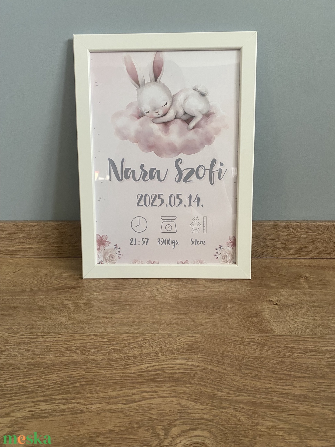 Nyuszis babaposzter - baba - mama - babaszoba dekoráció - babaposzter - Meska.hu