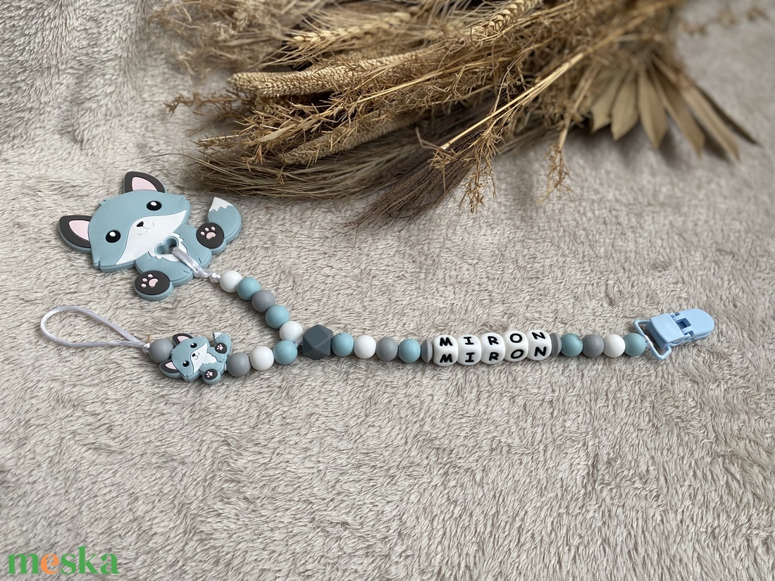 Rókás cumi- és rágcsalánc - baba - mama - baba játékok - cumilánc - Meska.hu