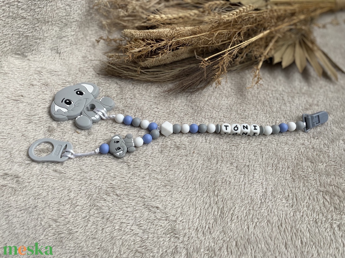 Elefántos cumi- és rágcsalánc - baba - mama - baba játékok - cumilánc - Meska.hu