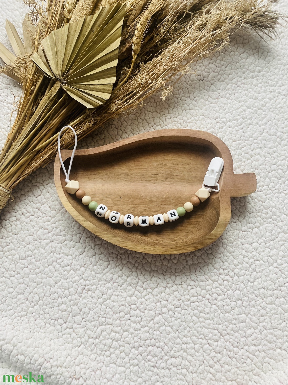 Cumilánc-Bézs-olíva - baba - mama - baba játékok - cumilánc - Meska.hu