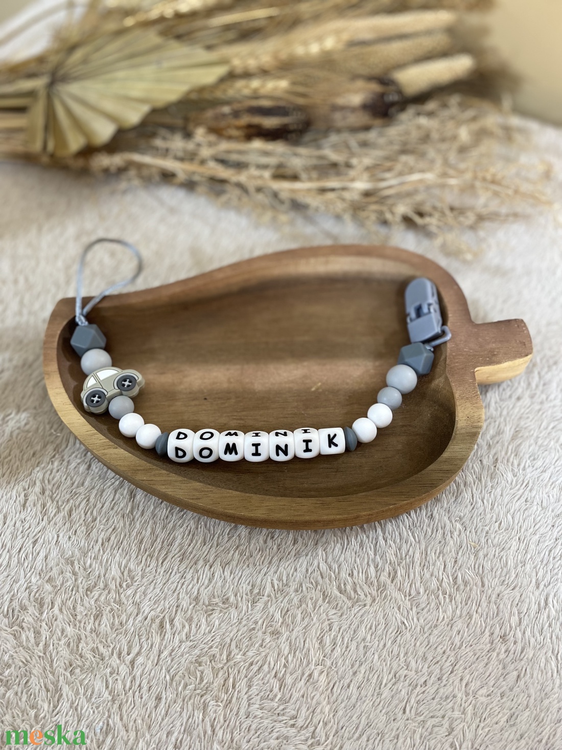 Cumilánc-Szürke autós - baba - mama - baba játékok - cumilánc - Meska.hu