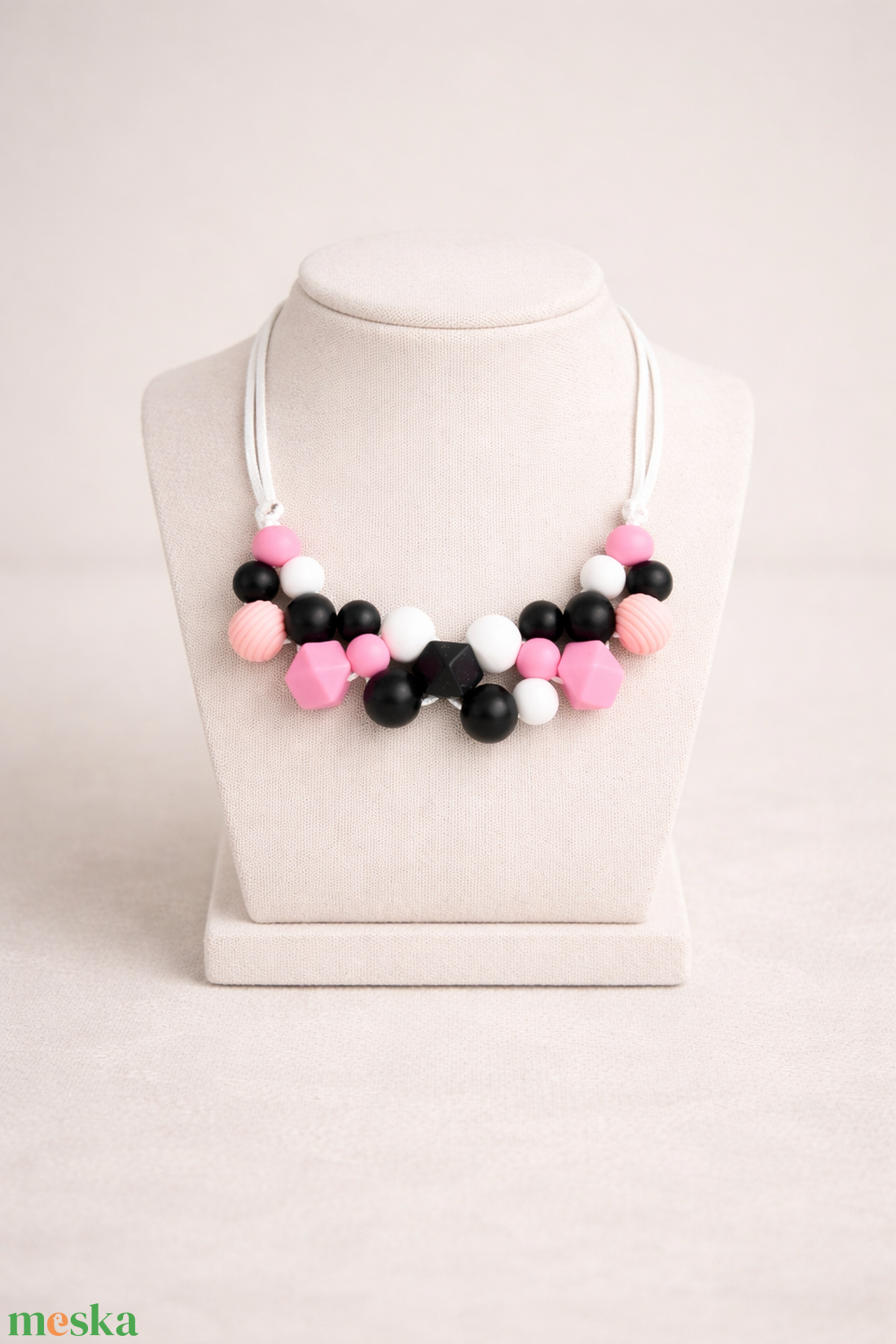 Anyalánc - Pink-fekete - baba - mama - baba játékok - rágcsalánc - Meska.hu