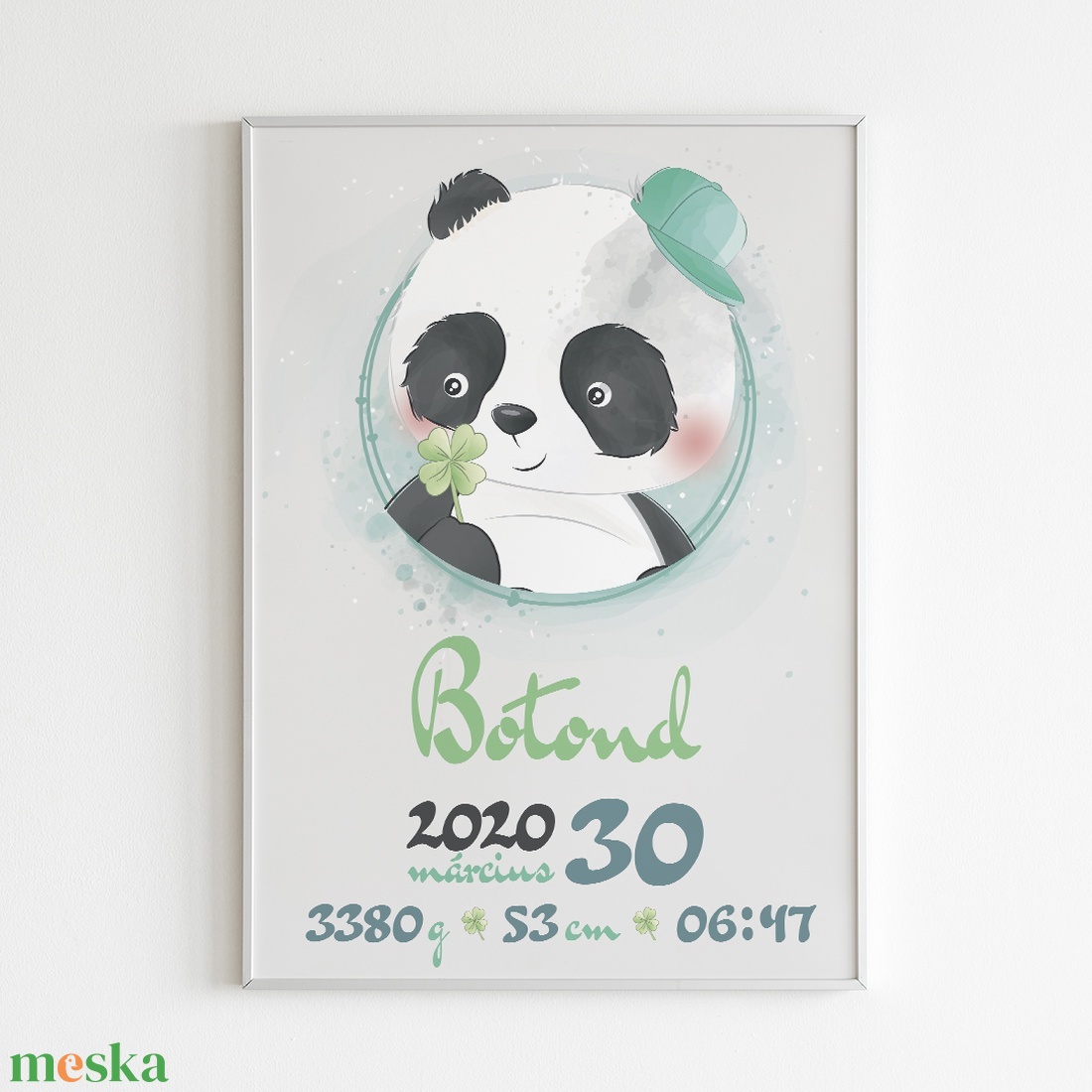 Pandás babaköszöntő, baba születési poszter, falikép - otthon & életmód - babaszoba, gyerekszoba - babaszoba kép - Meska.hu