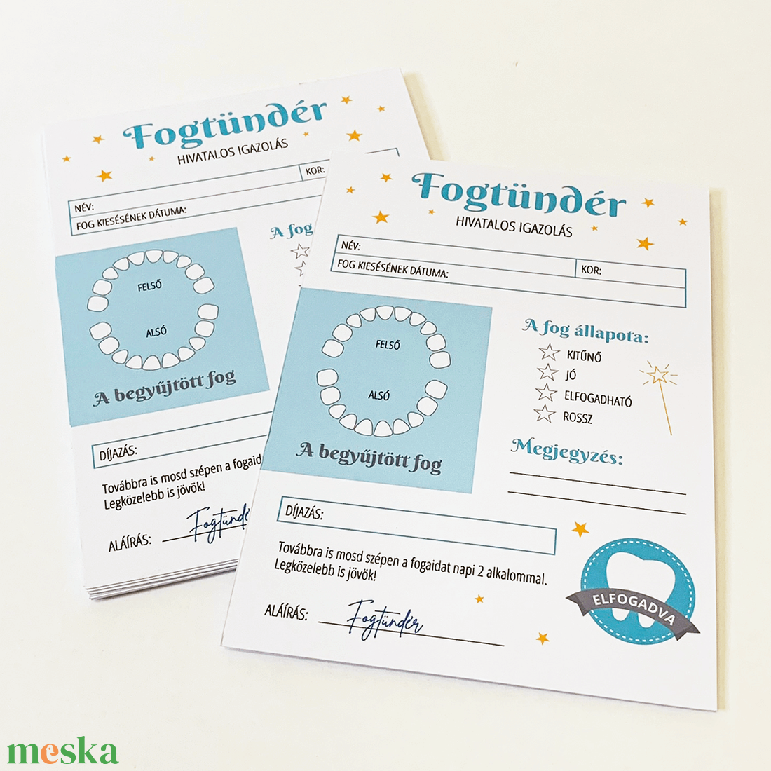 Fogtündér igazolás - otthon & életmód - dekoráció - fali és függő dekoráció - betű & név - Meska.hu