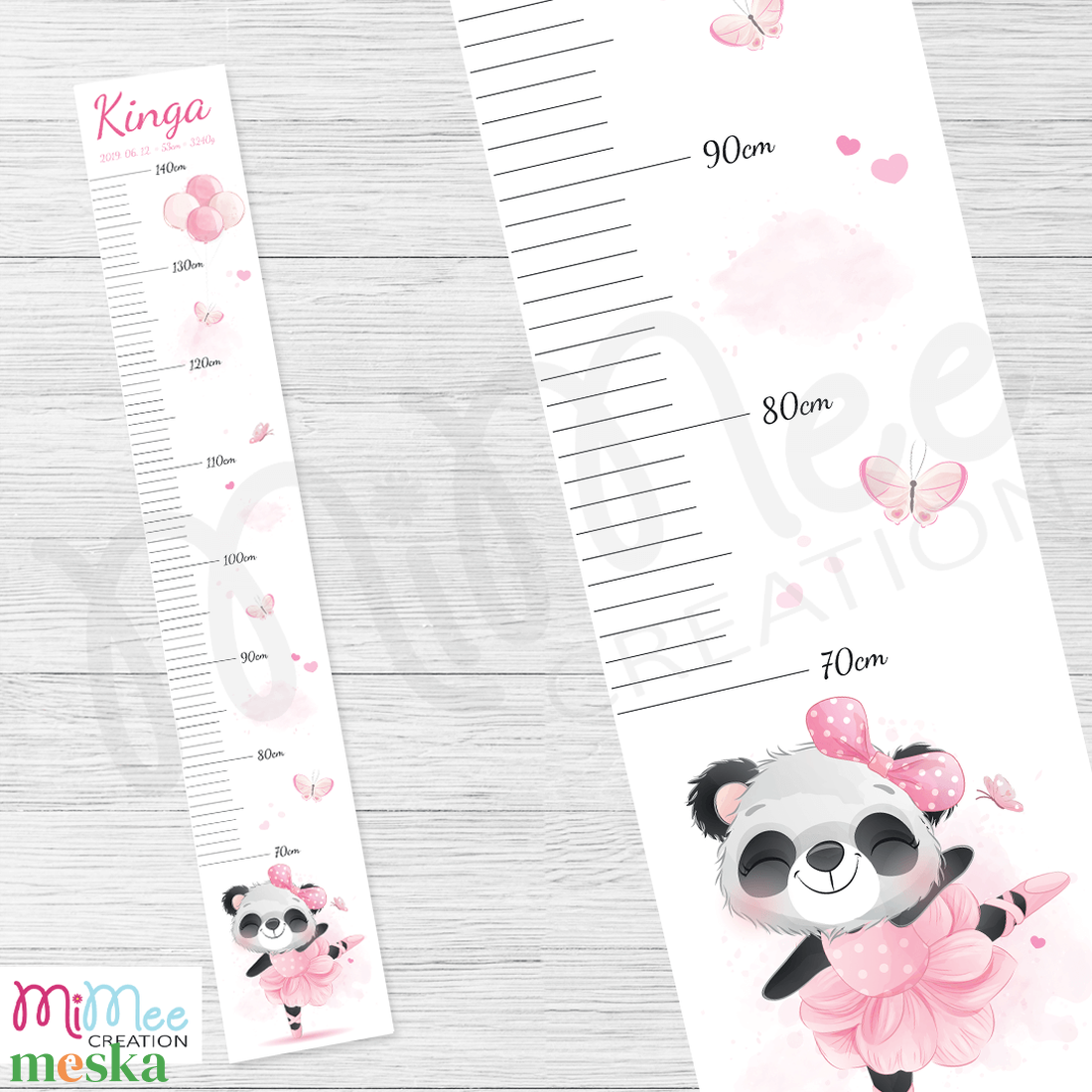 Balerina panda macis - egyedi magasságmérő gyerekeknek, magasságmérő gyerekszobába - otthon & életmód - dekoráció - fali és függő dekoráció - betű & név - Meska.hu