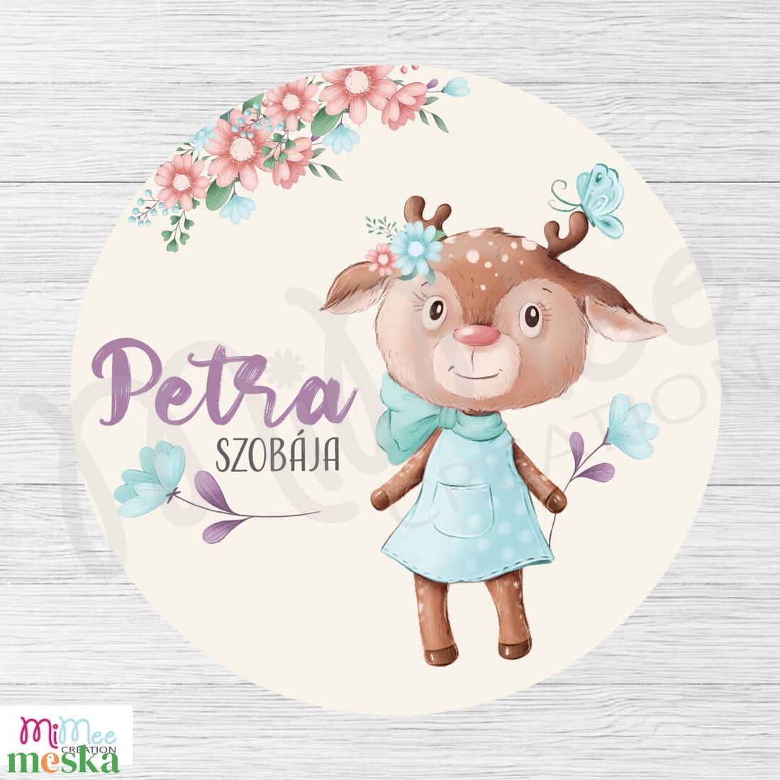 Őzike kislányos gyerekszoba ajtó dísz, névtábla - baba - mama - babaszoba-dekoráció - gyerek névtábla - Meska.hu