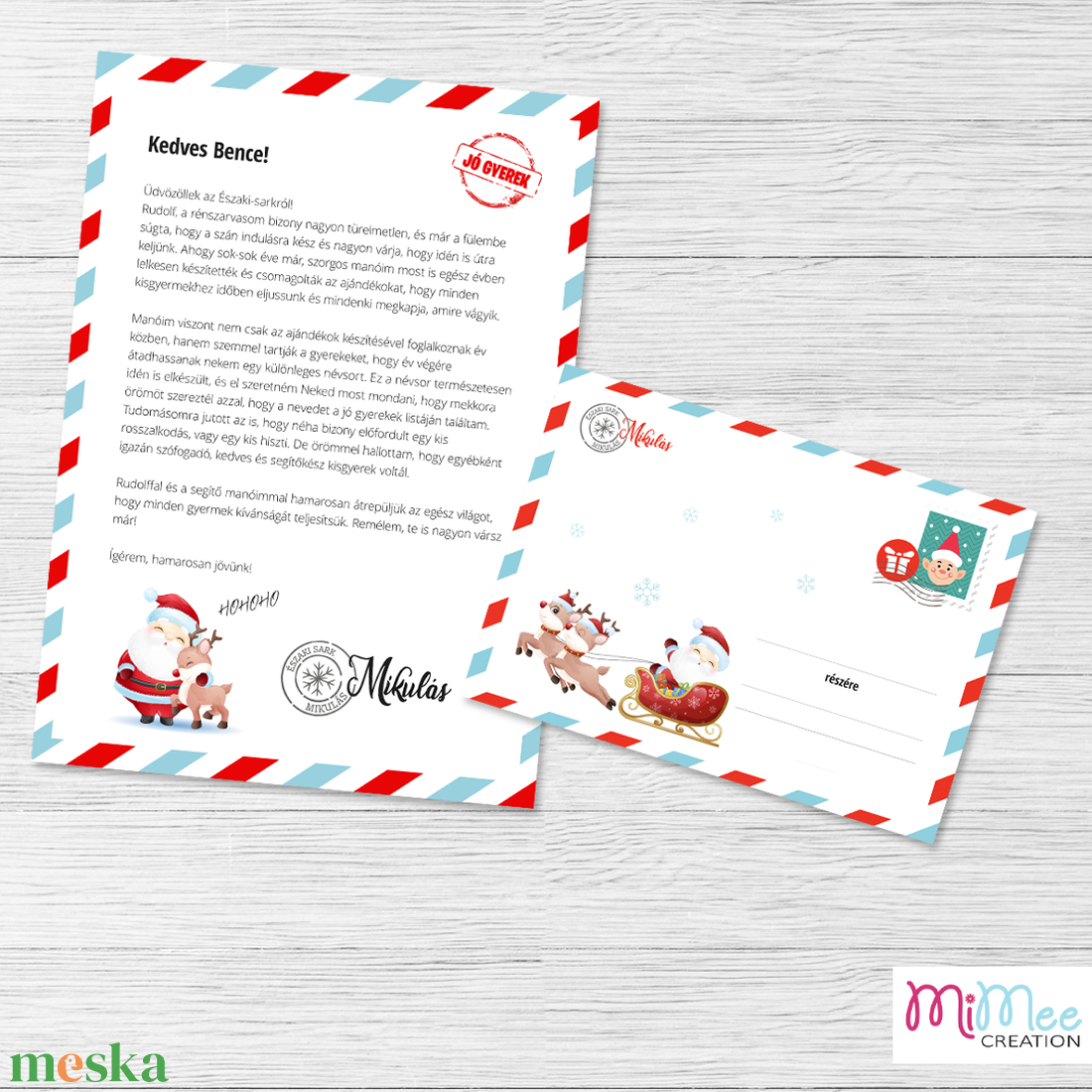 Névre szóló Mikulás levél gyerekeknek, levél a Mikulástól - rénszarvasos minta - karácsony - mikulás - mikulás ajándékok - Meska.hu