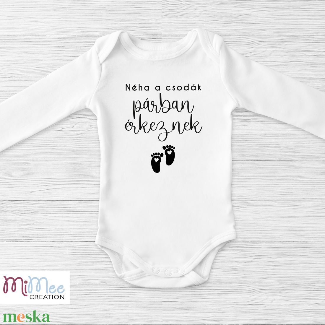 A csodák párban érkeznek - baba érkezést bejelentő, bababejelentő body - ruha & divat - babaruha & gyerekruha - body - Meska.hu