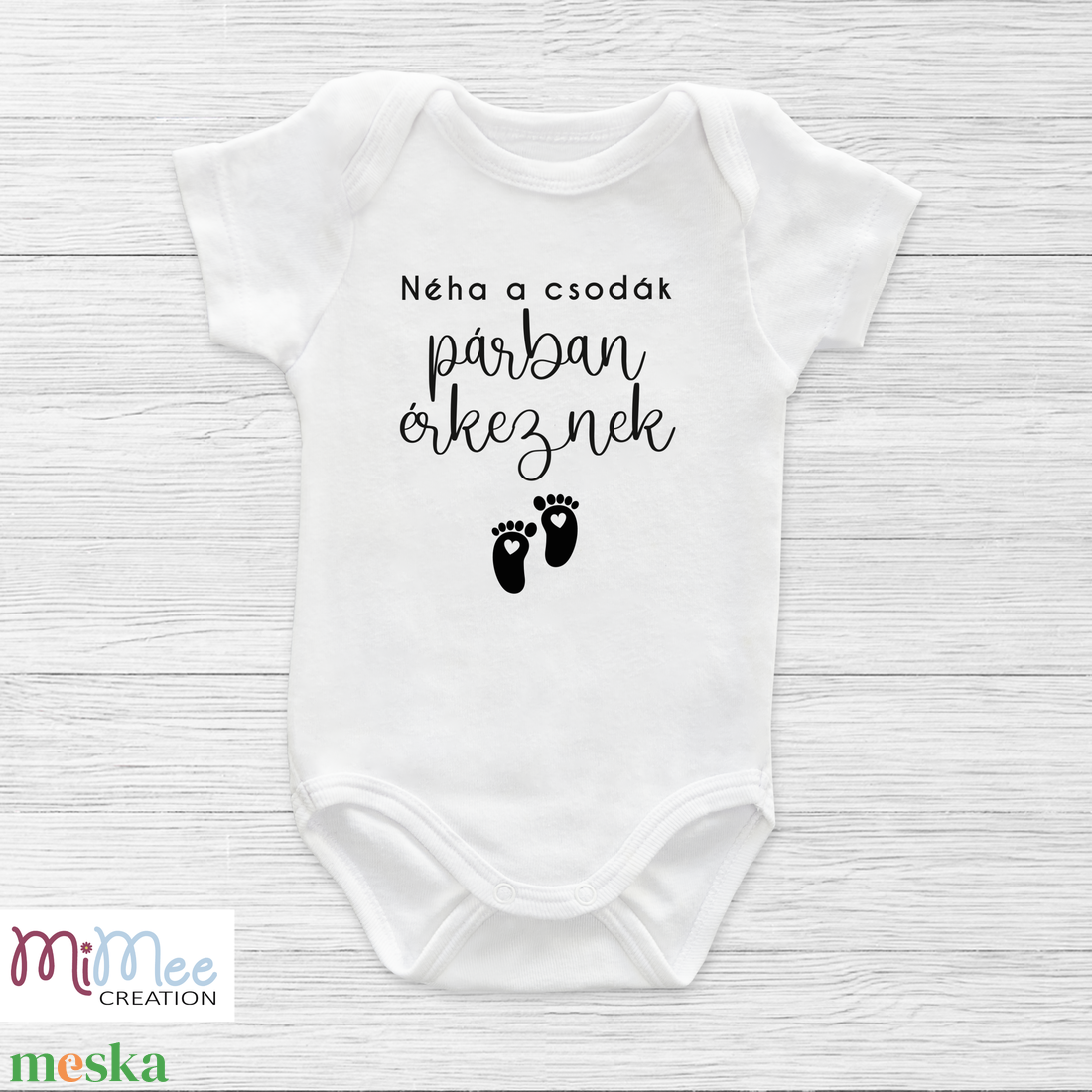 A csodák párban érkeznek - baba érkezést bejelentő, bababejelentő body - ruha & divat - babaruha & gyerekruha - body - Meska.hu