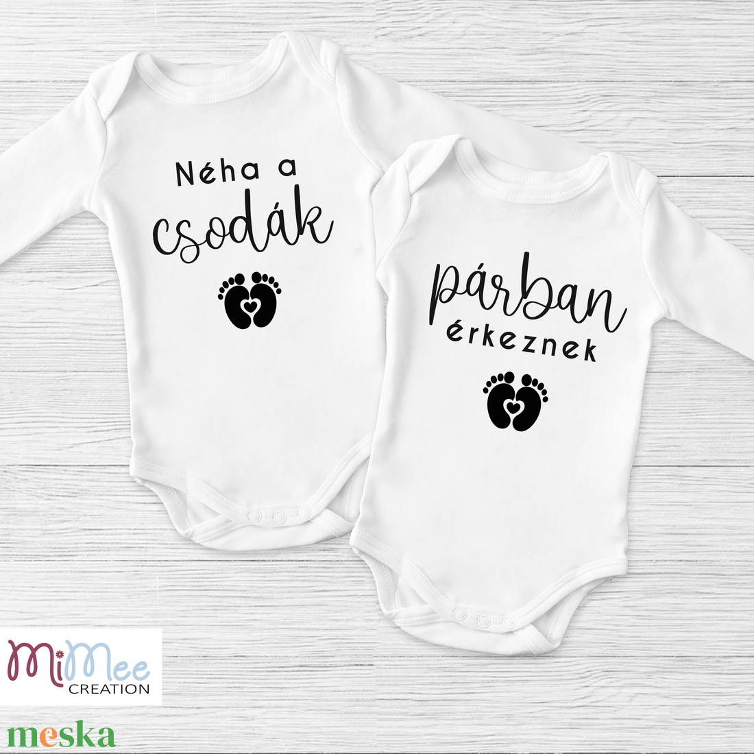 A csodák párban érkeznek - dupla baba érkezést bejelentő, bababejelentő body ikreknek - ruha & divat - babaruha & gyerekruha - body - Meska.hu