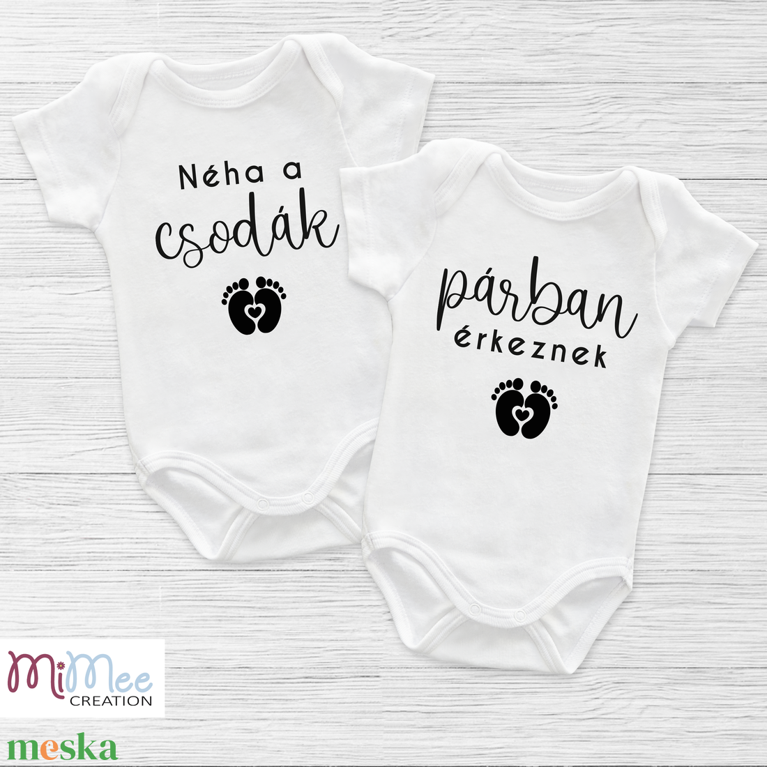 A csodák párban érkeznek - dupla baba érkezést bejelentő, bababejelentő body ikreknek - ruha & divat - babaruha & gyerekruha - body - Meska.hu