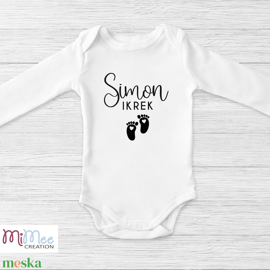 Családneves ikres baba érkezést bejelentő, bababejelentő body - ruha & divat - babaruha & gyerekruha - body - Meska.hu