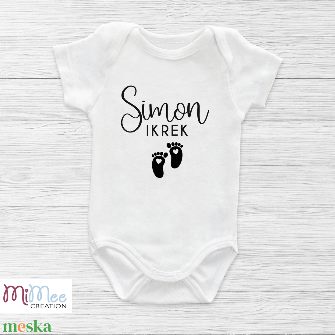 Családneves ikres baba érkezést bejelentő, bababejelentő body - ruha & divat - babaruha & gyerekruha - body - Meska.hu