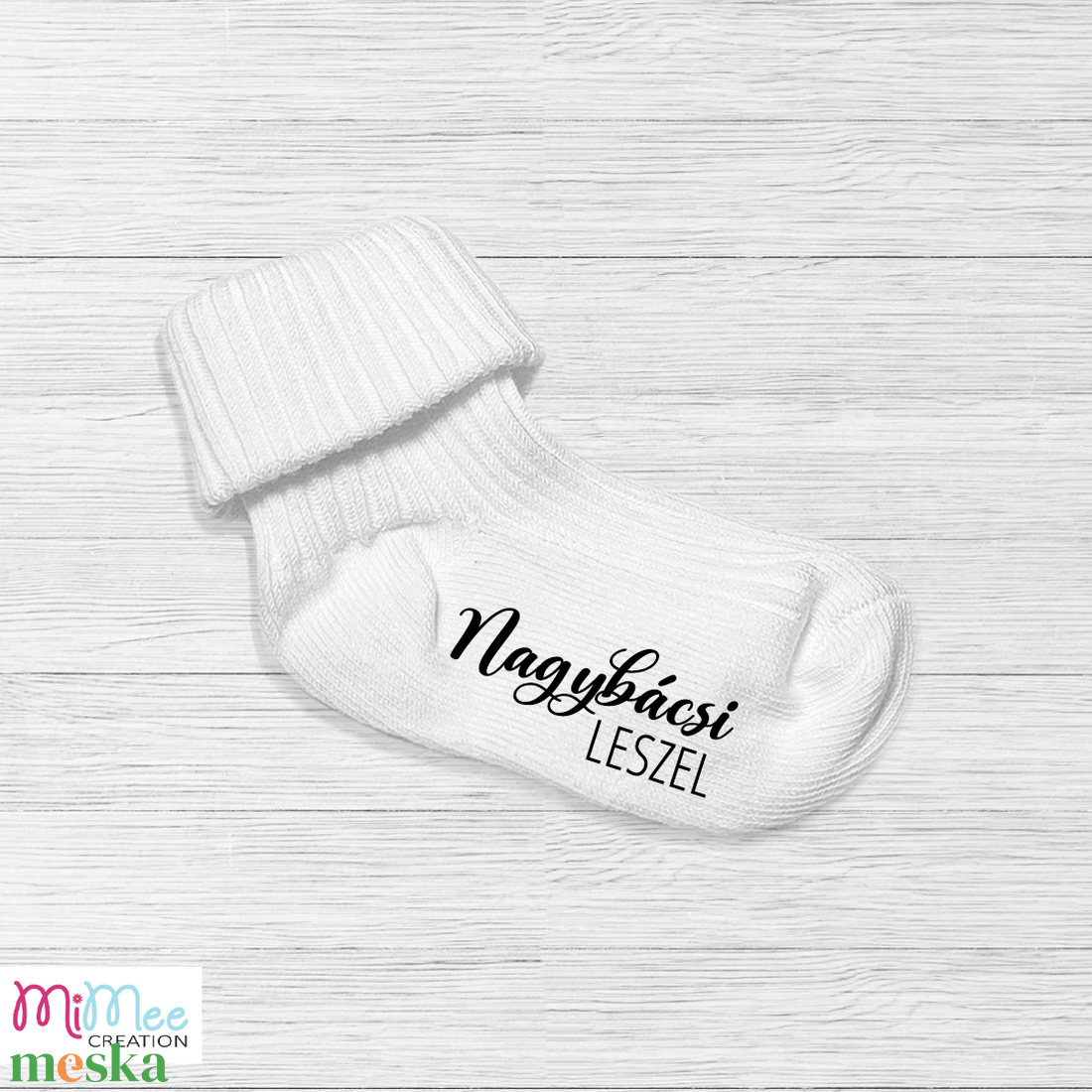 Baba bejelentő zokni leendő nagynéniknek, nagybácsiknak, bababejelentő kis zokni - ruha & divat - babaruha & gyerekruha - babafotózási ruha és kellék - Meska.hu