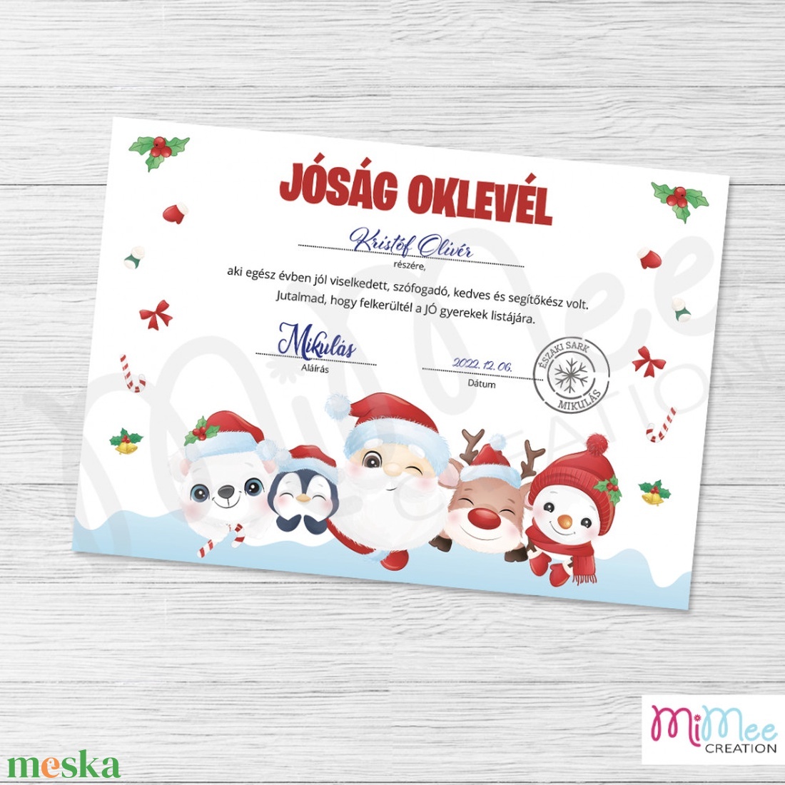 Jóság oklevél a Mikulástól - Mikulás és kisbarátai grafikával - karácsony - mikulás - mikulás ajándékok - Meska.hu