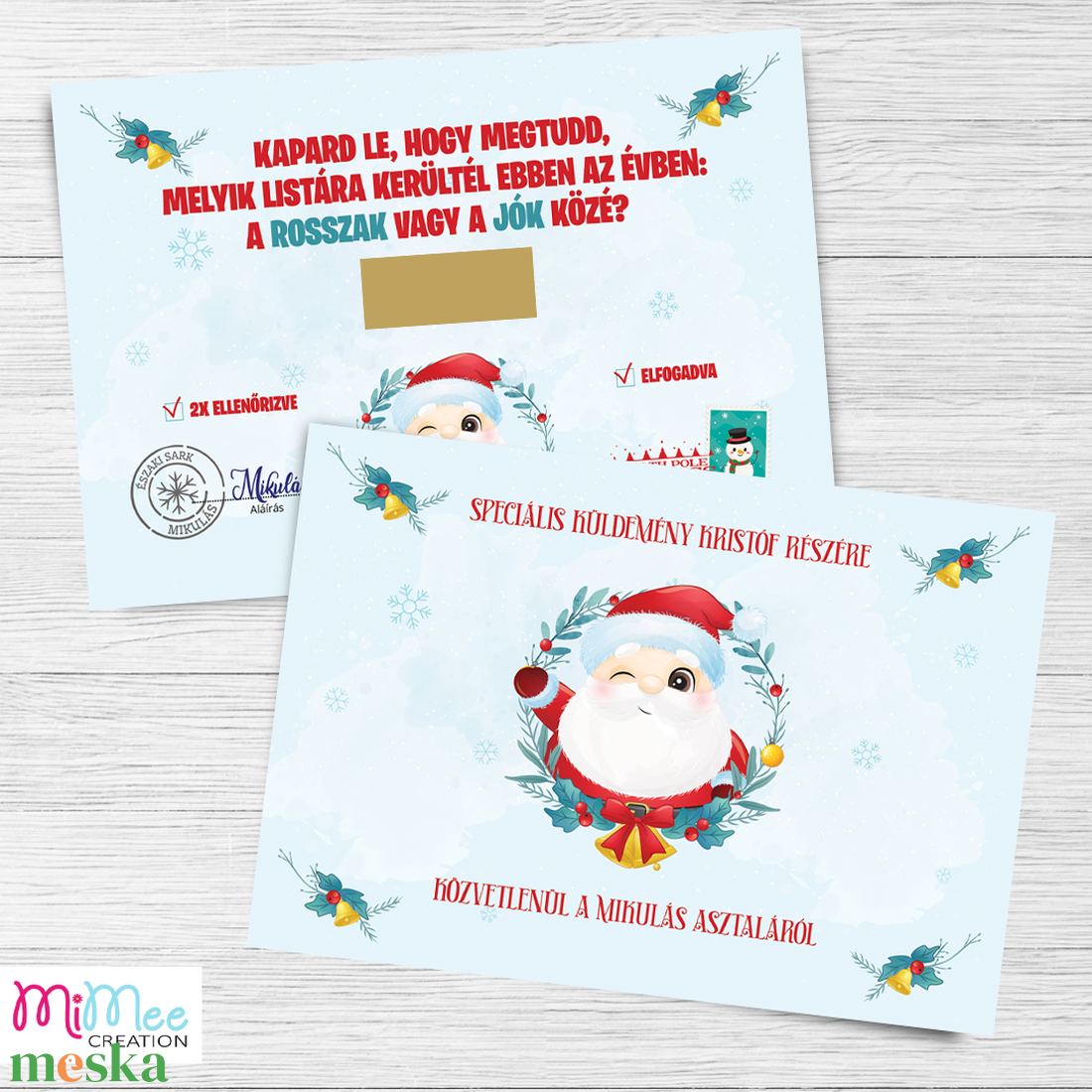 Kaparós lap a Mikulástól - Mikulás koszorús, névre szóló levél a Mikulástól - karácsony - mikulás - mikulás ajándékok - Meska.hu
