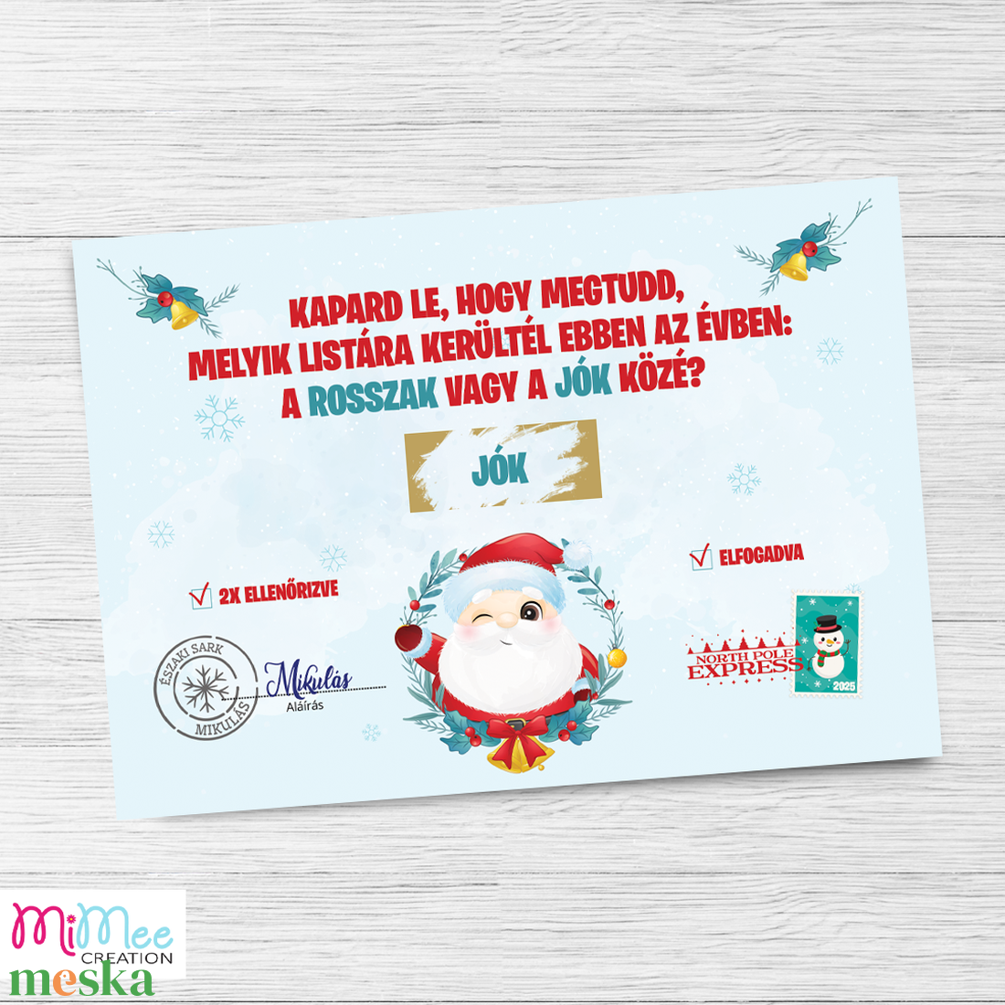 Kaparós lap a Mikulástól - Mikulás koszorús, névre szóló levél a Mikulástól - karácsony - mikulás - mikulás ajándékok - Meska.hu
