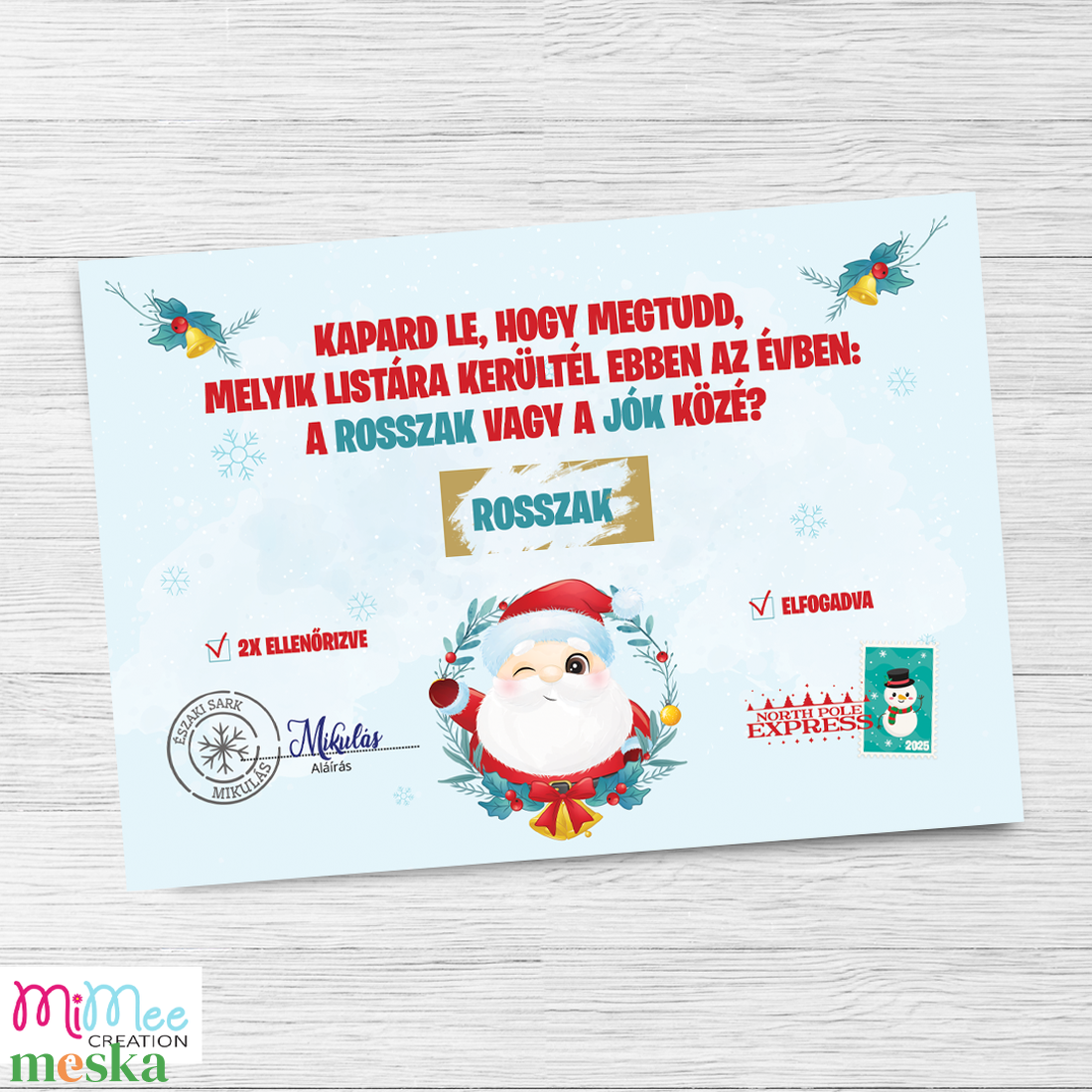 Kaparós lap a Mikulástól - Mikulás koszorús, névre szóló levél a Mikulástól - karácsony - mikulás - mikulás ajándékok - Meska.hu