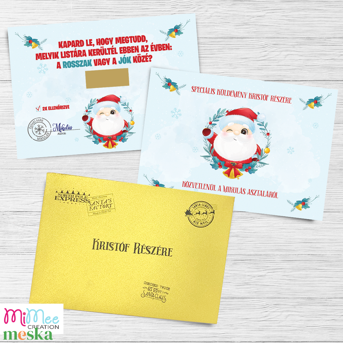 Kaparós lap a Mikulástól - Mikulás koszorús, névre szóló levél a Mikulástól - karácsony - mikulás - mikulás ajándékok - Meska.hu